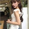 Summer fashion design sense V-neck small flying sleeve T-shirt women's Korean pure desire style slim foreign style small top ins