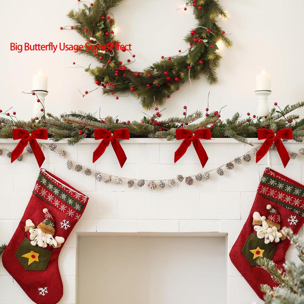 30 STÜCKE 2,5 cm Samtschleifenanhänger Weihnachtsatmosphäre Festival Kranzdekoration Weihnachtsbaumschmuck Anhänger