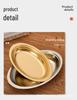 Korean Style Deepened Oval Stainless Steel Cheese & Fish Serving Plate