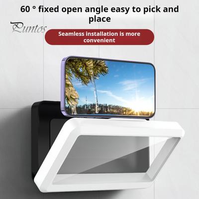 Duschtelefonhalter, wasserdicht, 480 Grad drehbar, beschlagfreies Touchscreen-Gehäuse für Spiegelwand, Badezimmer, höhenverstellbar, Badezimmer, Badewannenwand