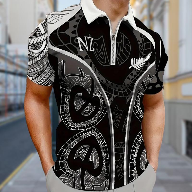 

Мужская рубашка поло повседневная на молнии с коротким рукавом модная повседневная на молнии летняя весенняя рубашка обычного кроя синяя легкая градиентная рубашка с 3D-принтом 8XL зелёный