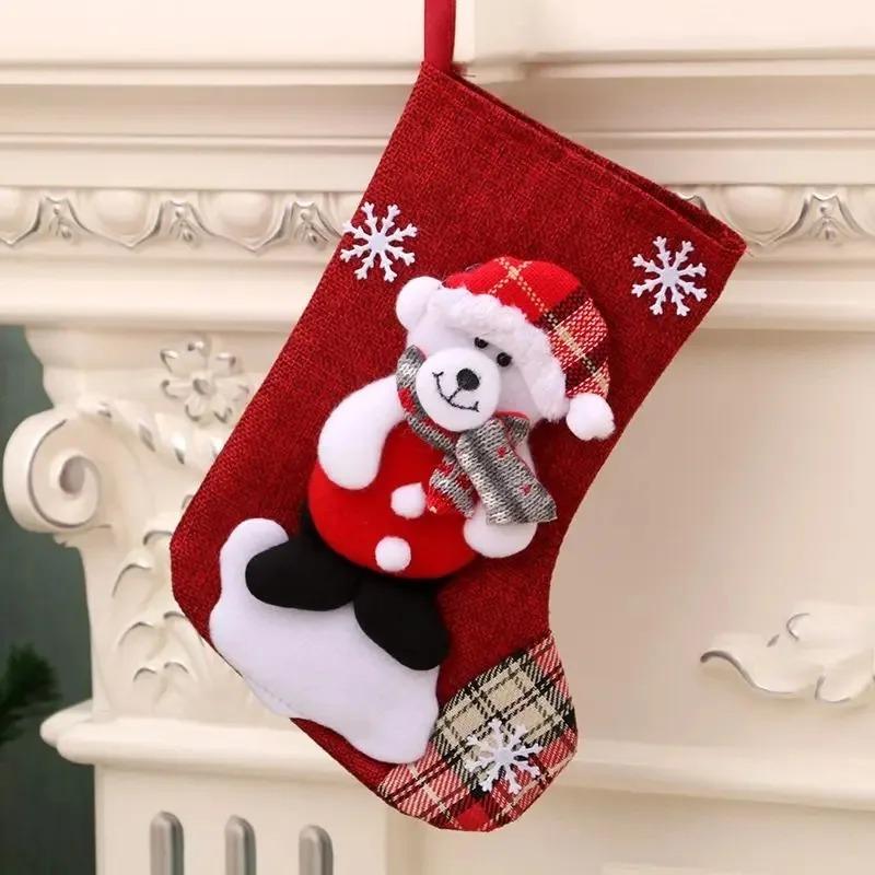 1Pcs Christmas Decoration Cartoon Socks Xmas Tree Hanging Ornaments Merry Home Room Decor Gifts New Year Happy Navidad Supplies