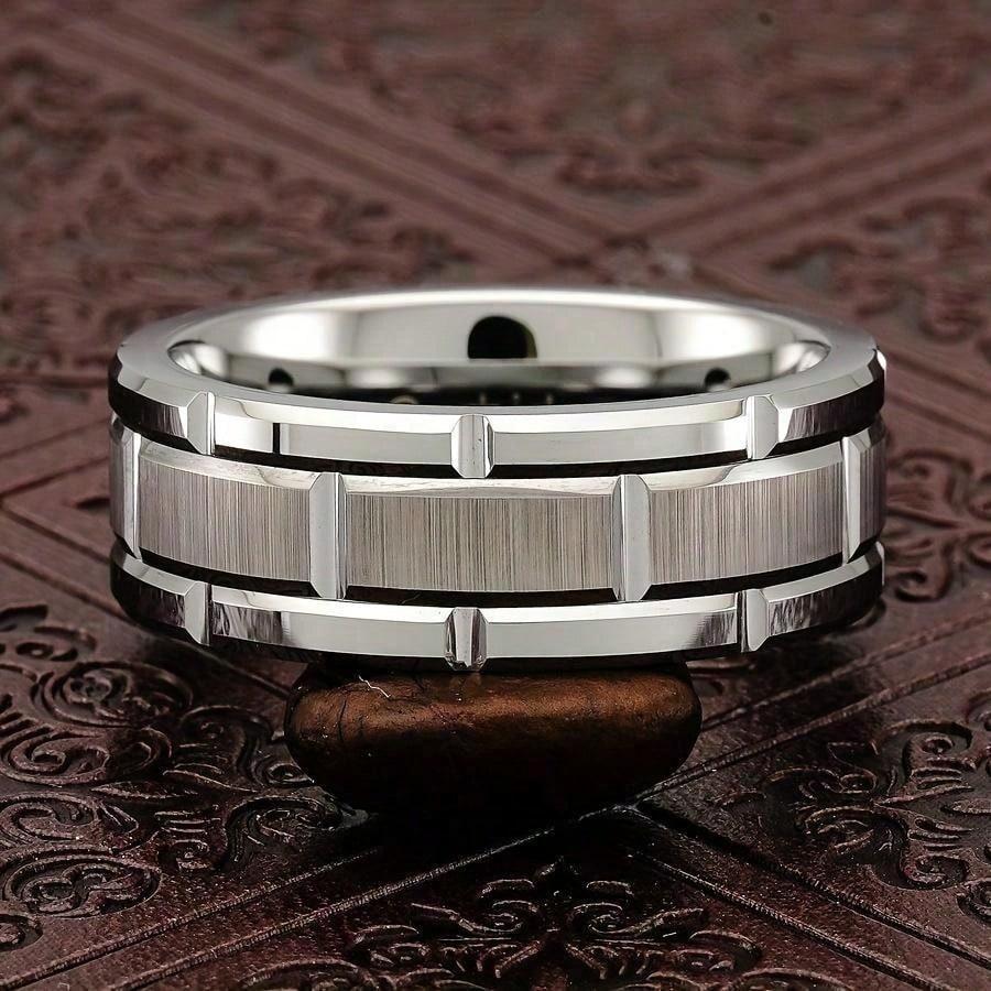 Fashion Silver Color Couple Rings for Lover's Trendy Stainless Steel Men Rings Cute Women Rhinestones Zircon Rings Set