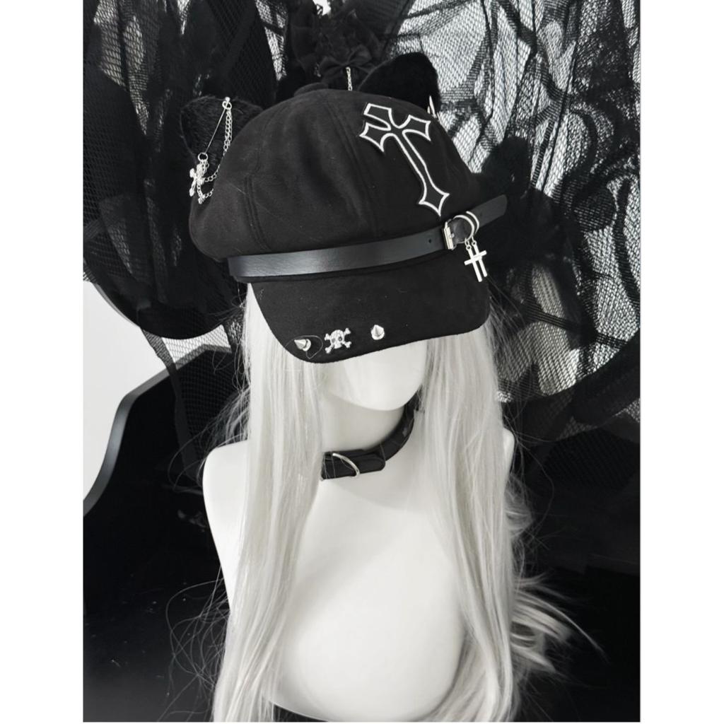 Punk Diablo Y2k Abby Hat with Ears Student Beret Unisex Cute Earsberet Ins Trendy Cool Hats Winter Hat