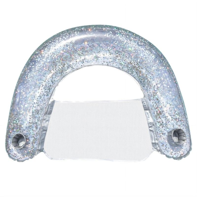 Quickly Inflate U Shape Floating Lounges Chair Floating Water Lounges Chair Relax Comfortable Swim Beach Chair серебряный