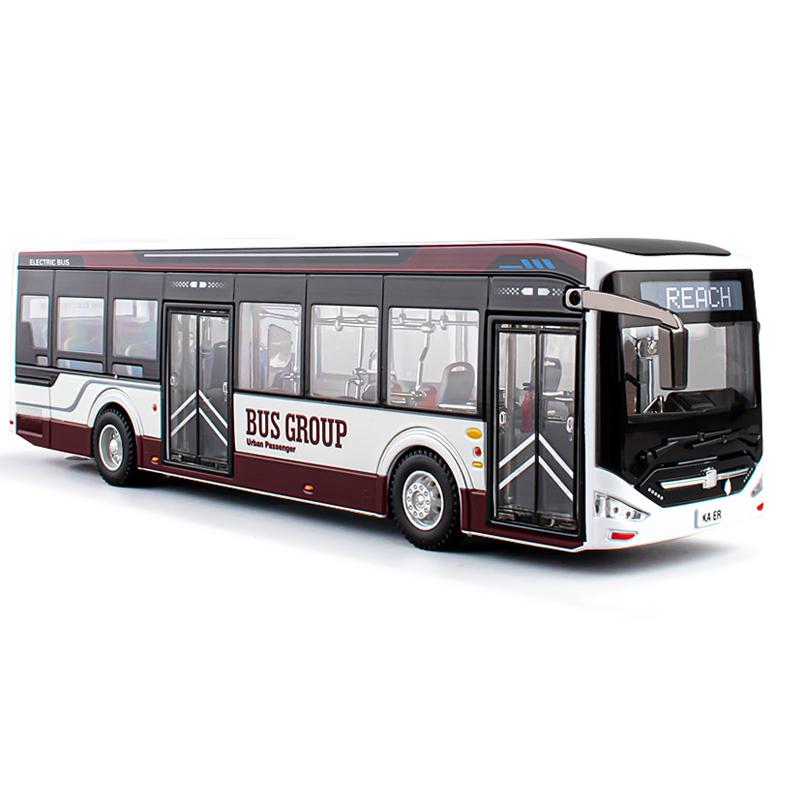 Model de autobuz electric pentru trafic urban turistic din aliaj de dimensiuni mari, model de autobuz de pasageri, jucărie din metal, model de autobuz de afaceri, cadouri luminoase cu sunet B248