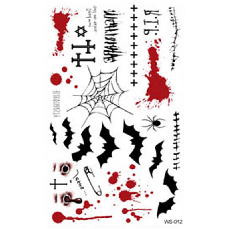 Halloween Realistic Terror Wounds Tattoos Waterproof Tattoo Sticker With Fake Scab Blood Special Costume Small Neck Fake Tatoo