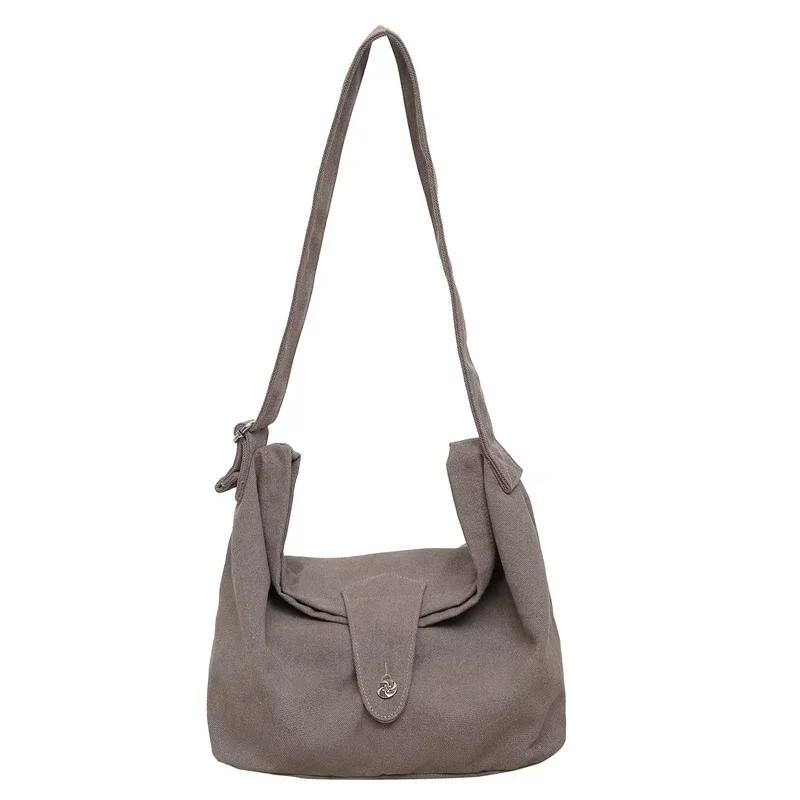 Jednofarebná plátená crossbody taška na zips módna taška cez rameno mäkká všestranná sladká cestovná taška