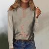 Women's Fashion Casual Long Sleeve Print Round Neck Pullover Top Blouse