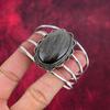 Silberner Obsidian, handgefertigter Edelsteinschmuck, Armreif aus 925er Sterlingsilber, einzigartiges Design, für Frauen