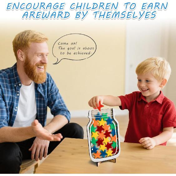 Magnetic Reward Jar for Classroom & Kids - Star Jar Incentive System, Potty Training Chart with Tokens, Behavior Management Tool, Boys & Girls
