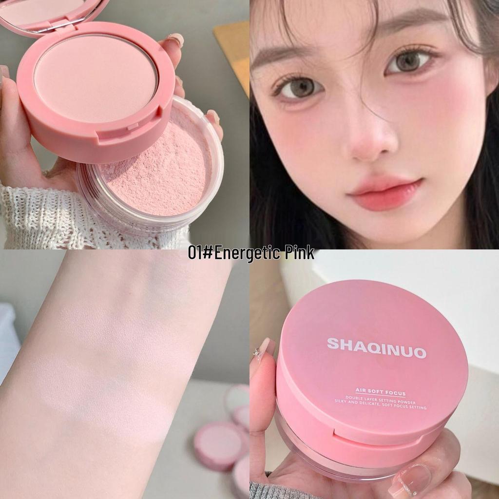 SHAQINUO Dual-Effect Translucent Loose Powder: Foundation, Touch-up, Concealer, Contour, Blush, Brighten, Highlight & Set