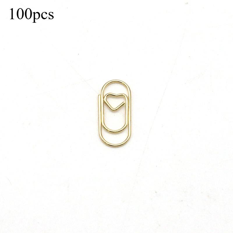 100pcs Mini Heart Shaped Paper Clips Cute Decorative Paperclips Office School Home Document Notes Organization Paper Fasteners