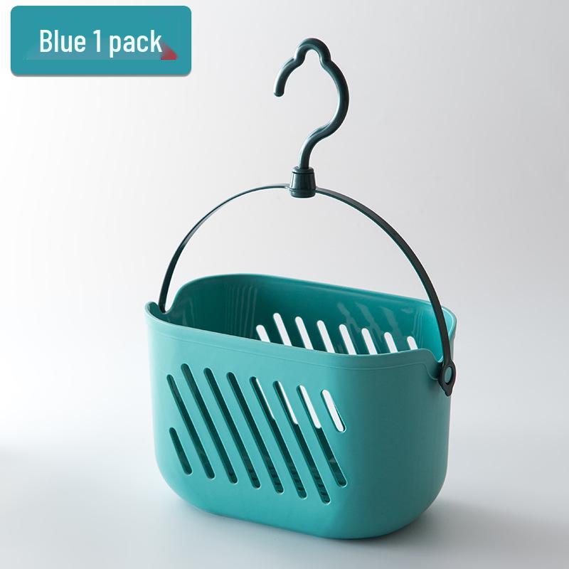 

Утолщенная однотонная подвесная корзина для хранения для ванной и кухни с крючками синий
