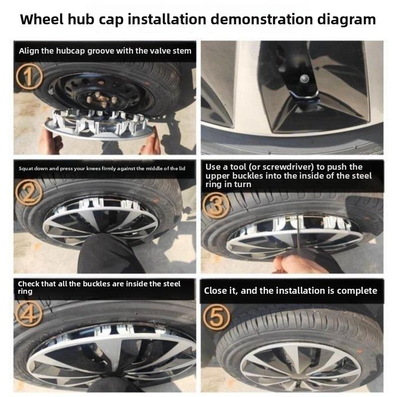 4PCS/set Universal Car Iron Steel Wheel Hubcap R14 R15 R16 Inch Replacement Hub Caps Wheel Rim Cover PP Tire Accessories