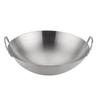 "Double-Ear Stainless Steel Frying Pan - Large, Round Bottom, Single Handle, Ideal for Household and Restaurant Gas Stove Use"