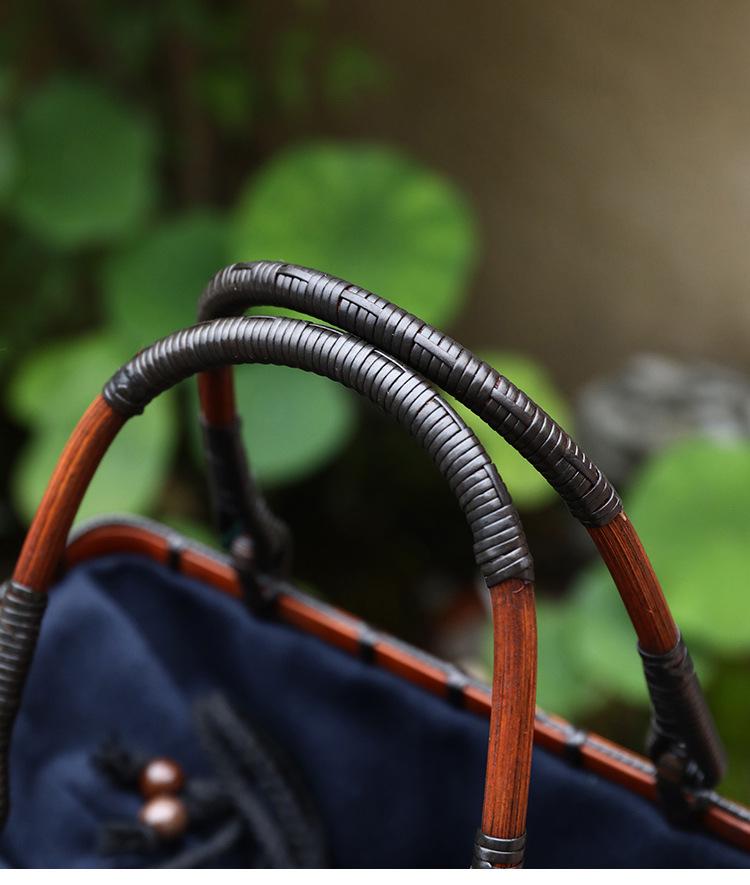 Ręcznie pleciona torebka z bambusa: Przenośna Torba Prezentowa na Ceremonię Herbaty