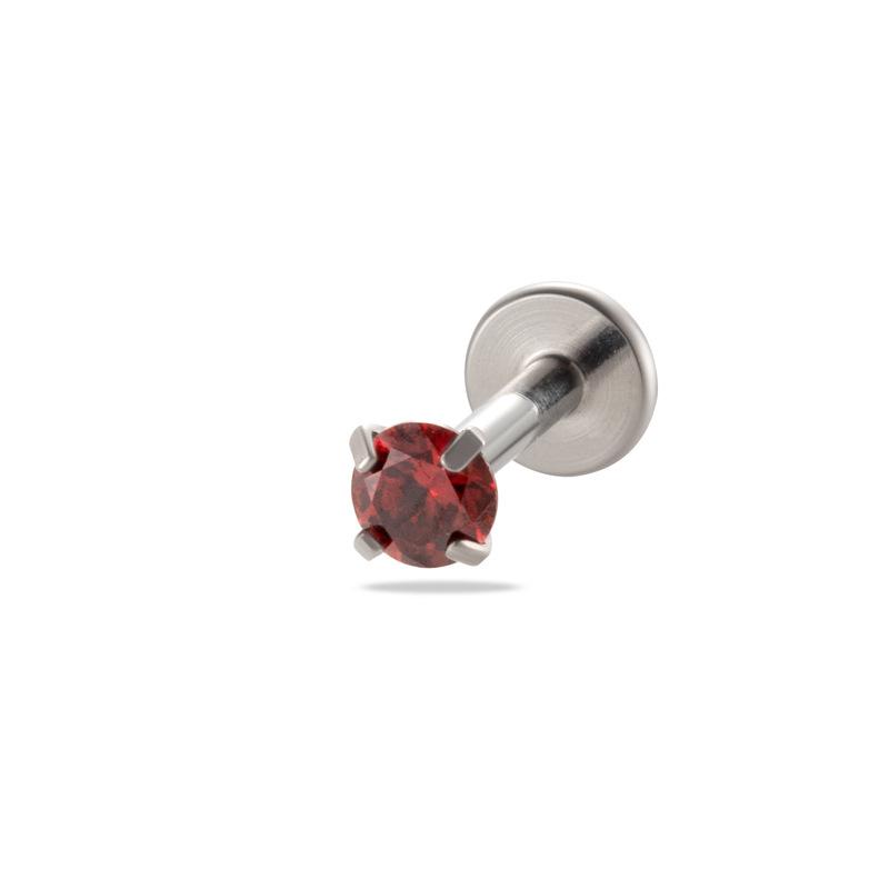 Colored Cubic Zirconia Inlaid Titanium Labret Stud (1.2*8mm) for Cartilage, Tragus, or Conch Piercing