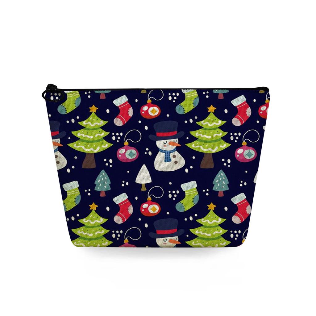 Women Christmas Snowman Print Cosmetic Bag Toiletries Organize Travel Storage Case  6367