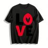 Love Letter Print Casual Crew Neck Short Sleeve T-Shirt For Couples Pure Cotton T-shirt