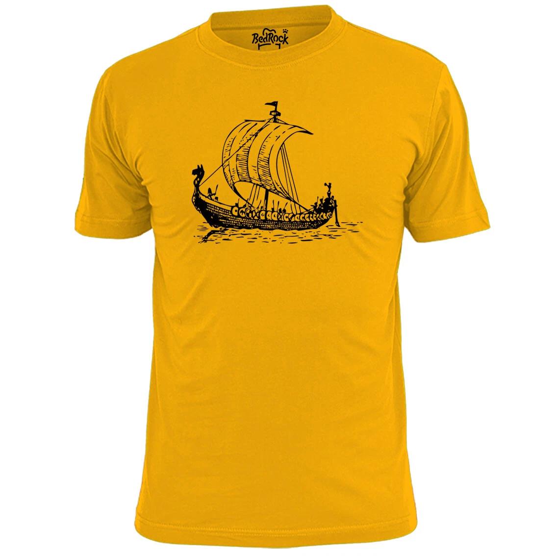 Mens Viking Ship Sketch T shirt Norse Langskip 4XL