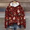 Women's Fashion Long Sleeve Christmas Print Loose Hooded Sweatshirt Top