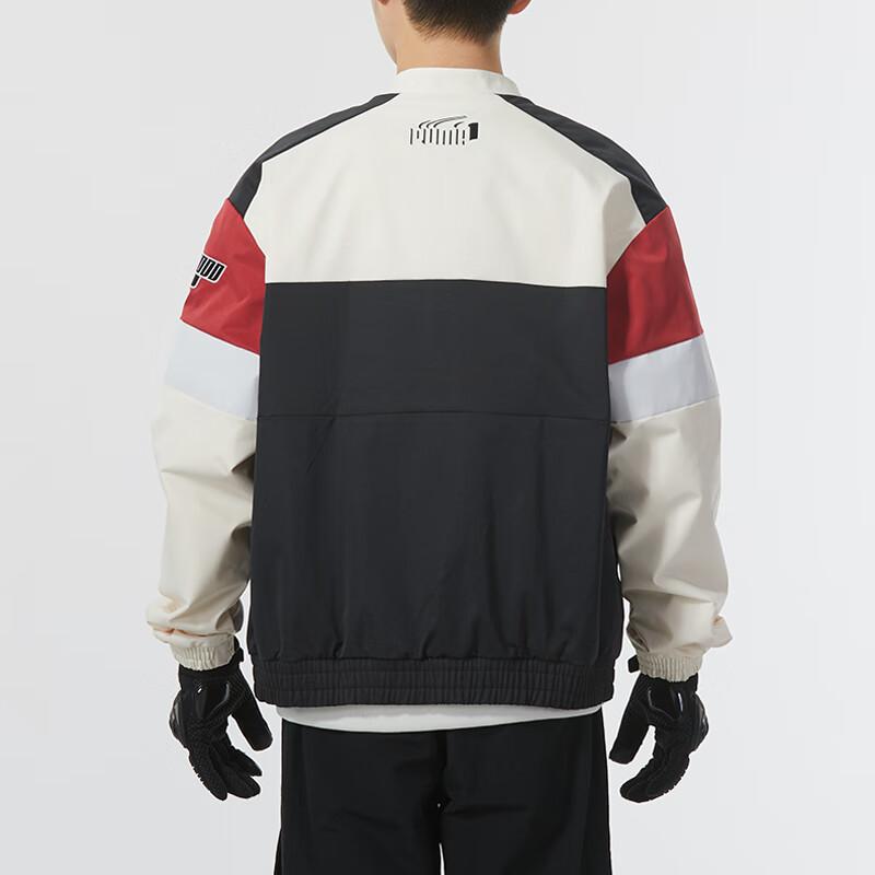 Puma Color Block Design Long Sleeve Retro Sports Stand Collar Jacket Unisex Jacket Black Red 625815-01