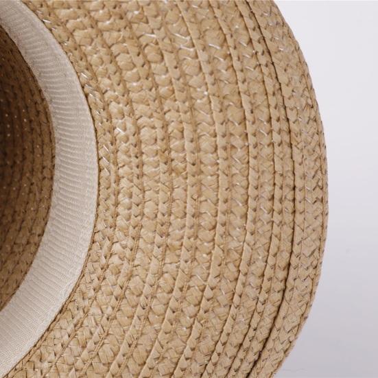 Chapeau de paille UPF 50+ Protection UV Solaire Bord court Chapeau de plage Taille ajustable Léger Respirant Été Chapeau adulte