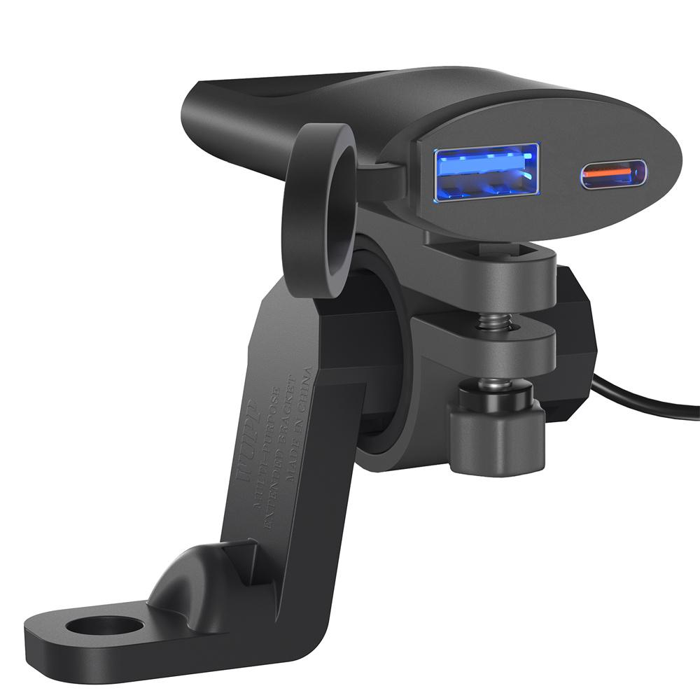 ABS Motorcycle Intelligent Charger 30W USB-C and 18W USB-A Dual Ports 12V-24V