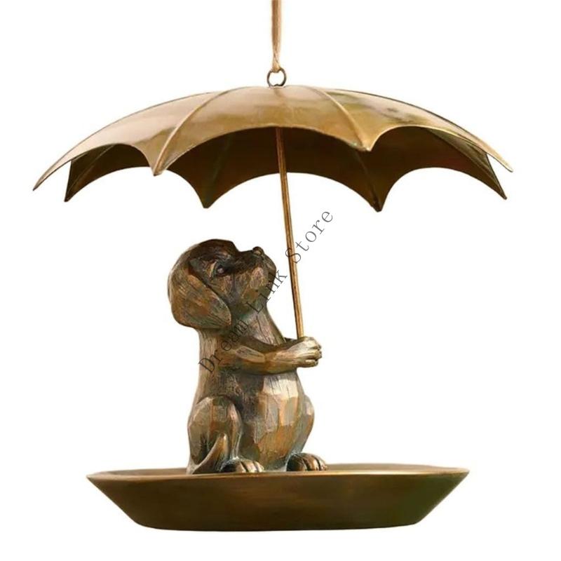 Q1FD Metal Hanging Bird Feeders Rain Roof Garden Ornament For Bird Enthusiasts