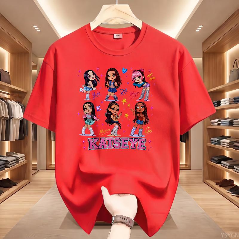 Katseye Kpop Graphic Print Oversized Fashion T Shirts Korean Aesthetic Pop Cotton Tees Fan Wear For Men Women