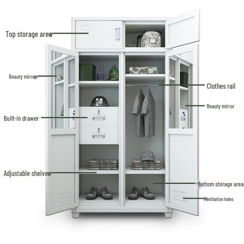 Liduofang 3-Door Steel Dormitory Locker with Top Cabinet