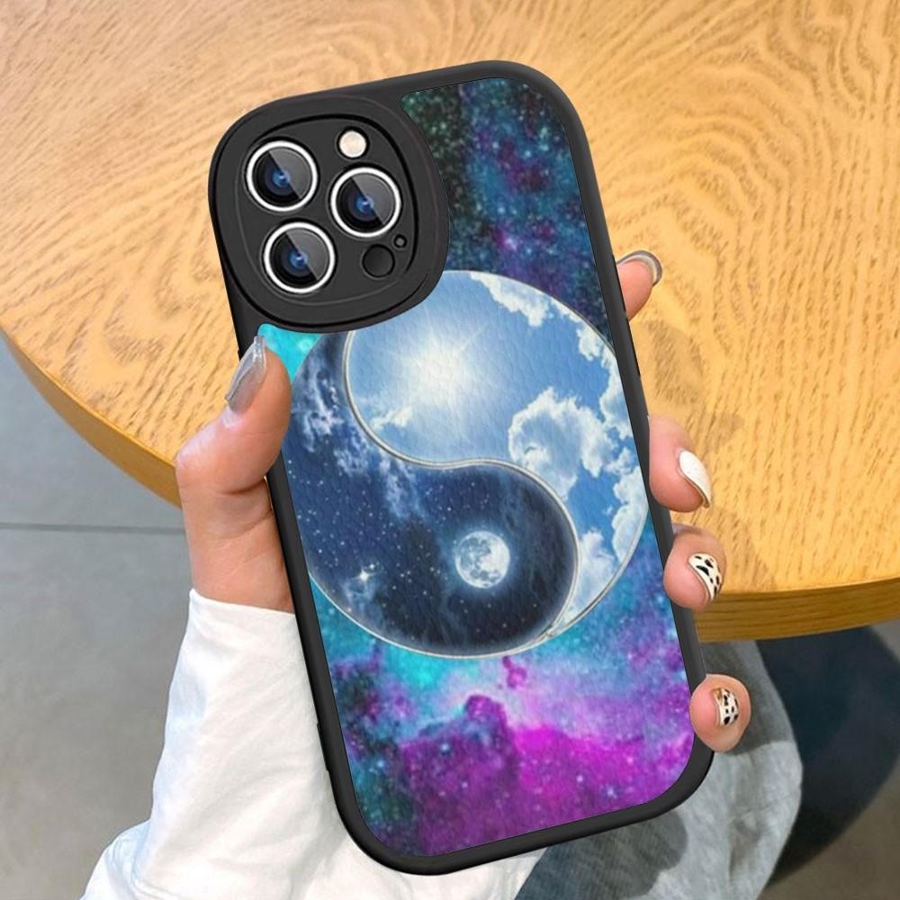 

Натуральный чехол для телефона Инь и Ян с китайским тайцзи из твердой кожи для iPhone 14 13 12 Mini 11 14 Pro Max Xs X Xr 7 8 Plus Fundas iphone 12