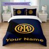 Set Biancheria da Letto Personalizzato Inter Milan con Nome Testo 1 Copripiumino+2 Federe Logo Calcio Regalo Personalizzato per Occasione Speciale Arredamento Camera da Letto