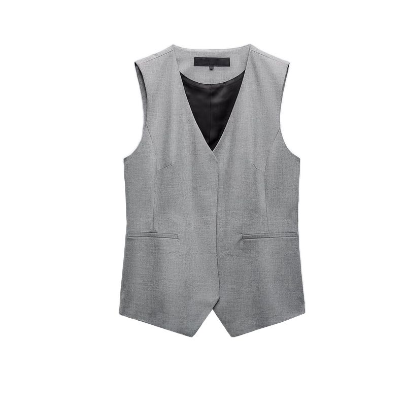 Spring New Suit Fabric Back Asymmetric Vest 9427556 Low Waist Straight-Leg Pants 1478229