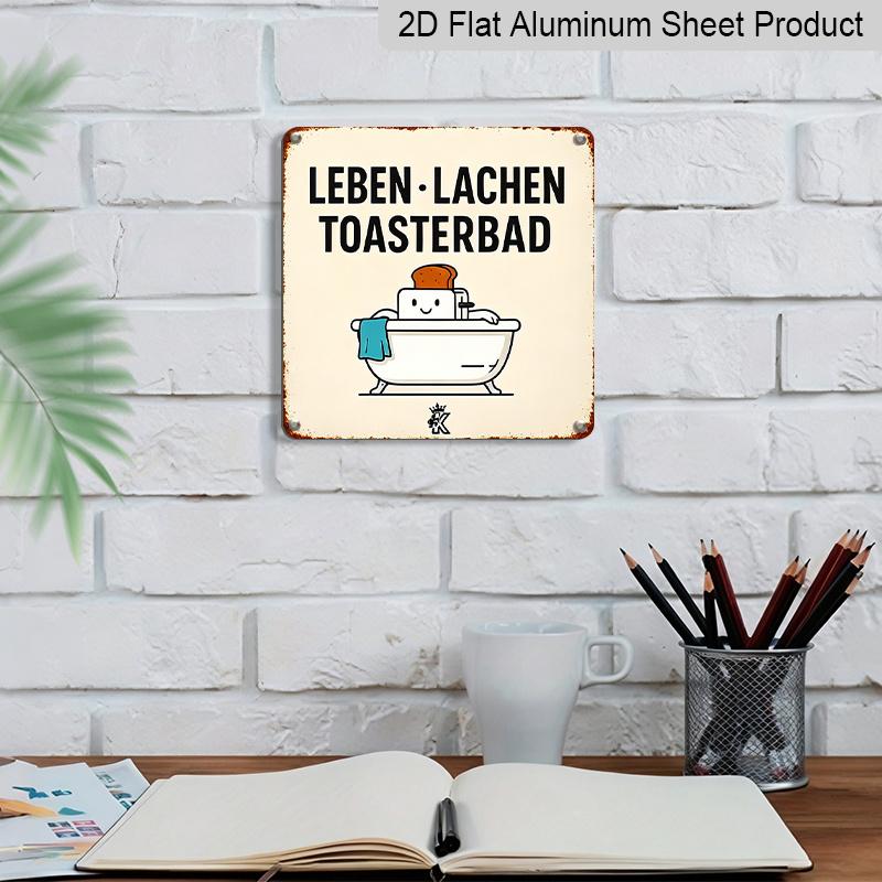 2D Flat, 1pc, Vintage Metal Sign, Decorative Plaques and Ornaments, Funny Kitchen and Bathroom Theme, Perfect for Kitchens, Bathrooms, Cafes