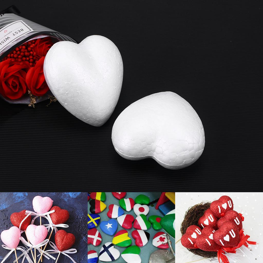 5Pcs White Polystyrene Heart Balls 8.5cm DIY Craft Hearts for Wedding Decor Valentine's Day Baby Shower Floral Arrangements