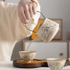 Plant Ash Kung Fu Tea Set Beam Pot Household Light Luxury Retro Ceramics Annual Meeting Commendation Commemorative Gifts