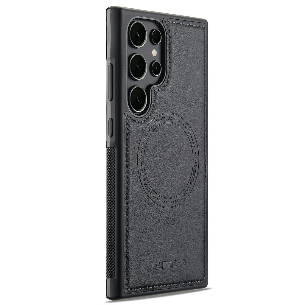 LC.IMEEKE For Samsung Galaxy S22 Ultra 5G Case Compatible with MagSafe Leather+TPU Back Cover