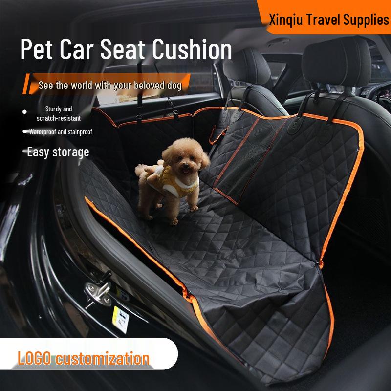 

Pet Dog Waterproof Back Seat & Trunk Mat - Yellow Edged Oxford Cloth Cushion Black