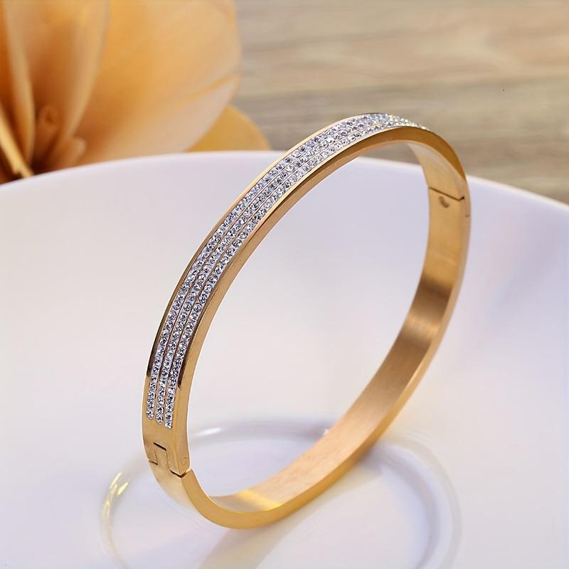 1pc Stainless Steel Bracelet Korean Style Simple Rose Gold Starry Pattern ins Wind-resistant, non-fading bracelet