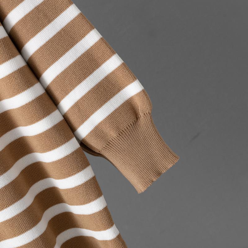 POLO Collar Striped Sweater Set Women's Autumn and Winter Loose Fashion Casual Knitting Two-piece Set