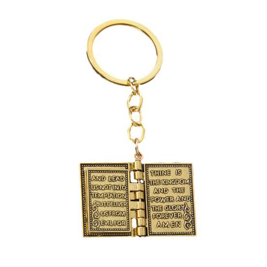 Christian Cross-shaped Keychain Alloy Keychain with Mini Book Pages Faithful Bag Charm Christian Anniversary Gift