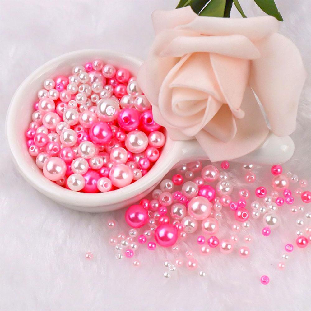 150pcs Acrylic Beads ABS Imitation Pearl Loose Round DIY Beads for Jewelry Making Bracelet Chain Trims DIY Crafting Scrapbooking