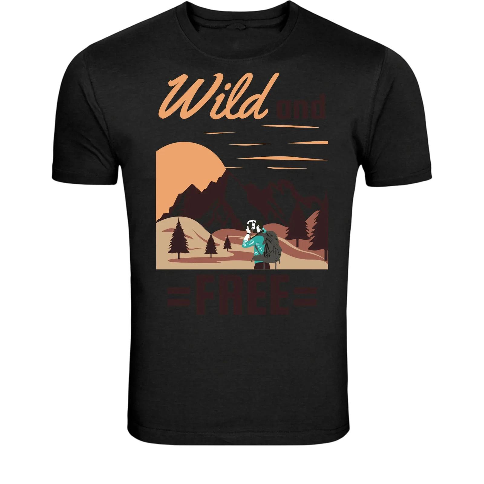 Wild and Free Hiking Adventure T-Shirt - Mountain Explorer S