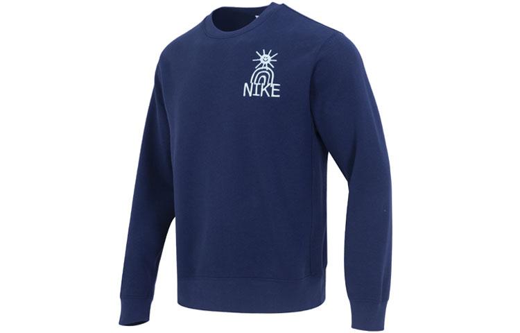 Nike Sweatshirts Men s Dark Navy Blue Crew Neck Moderate Regular DQ4073-410 L