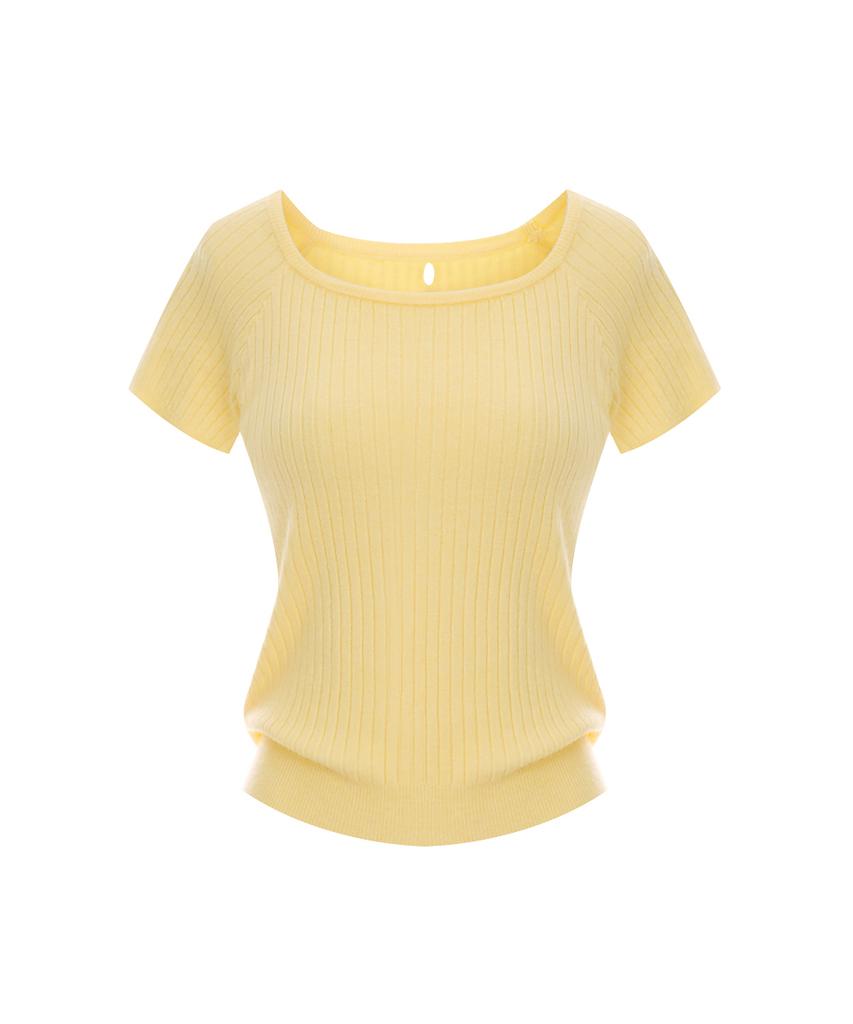 PAIGEFLYNN Cap Sleeve Button Ribbed Knit_P6Bkn009C
