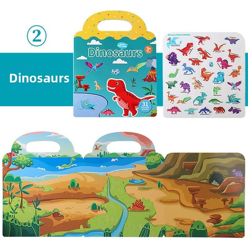 Educational Sticker Kids Book With Animal Dinosaur Pattern For Recognition Skill