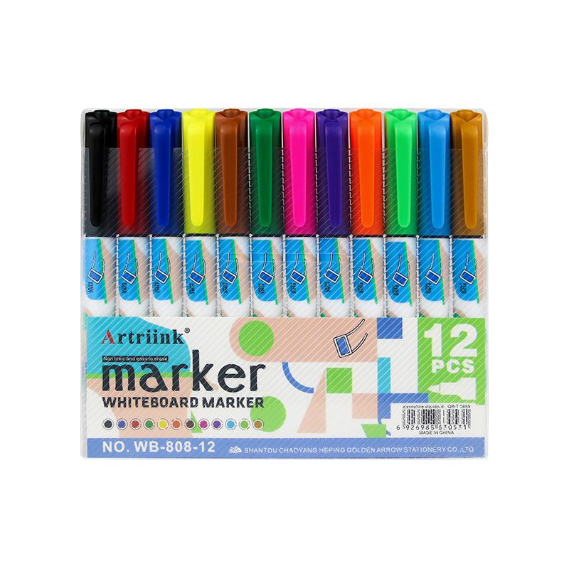 Best Selling Non-toxic Environmental Multicolor Whiteboard Pens Friendly Dry Erase Whiteboard Marker Pen 12 color set