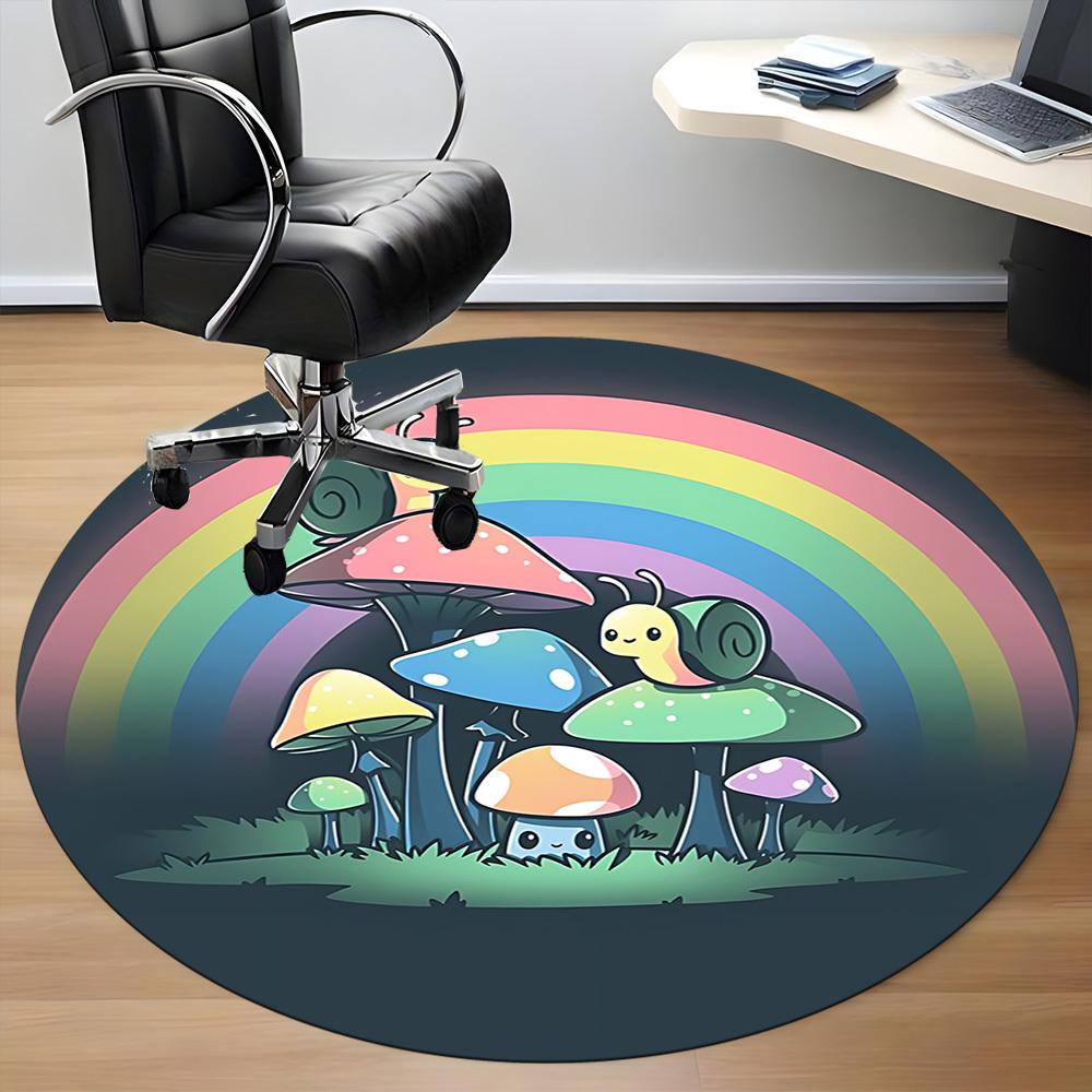 1pc Mushroom Snail Office Round Area Rug, Under Office Chairs Bedroom Living Room Home Decor, Room Deco, Available in Various Sizes
